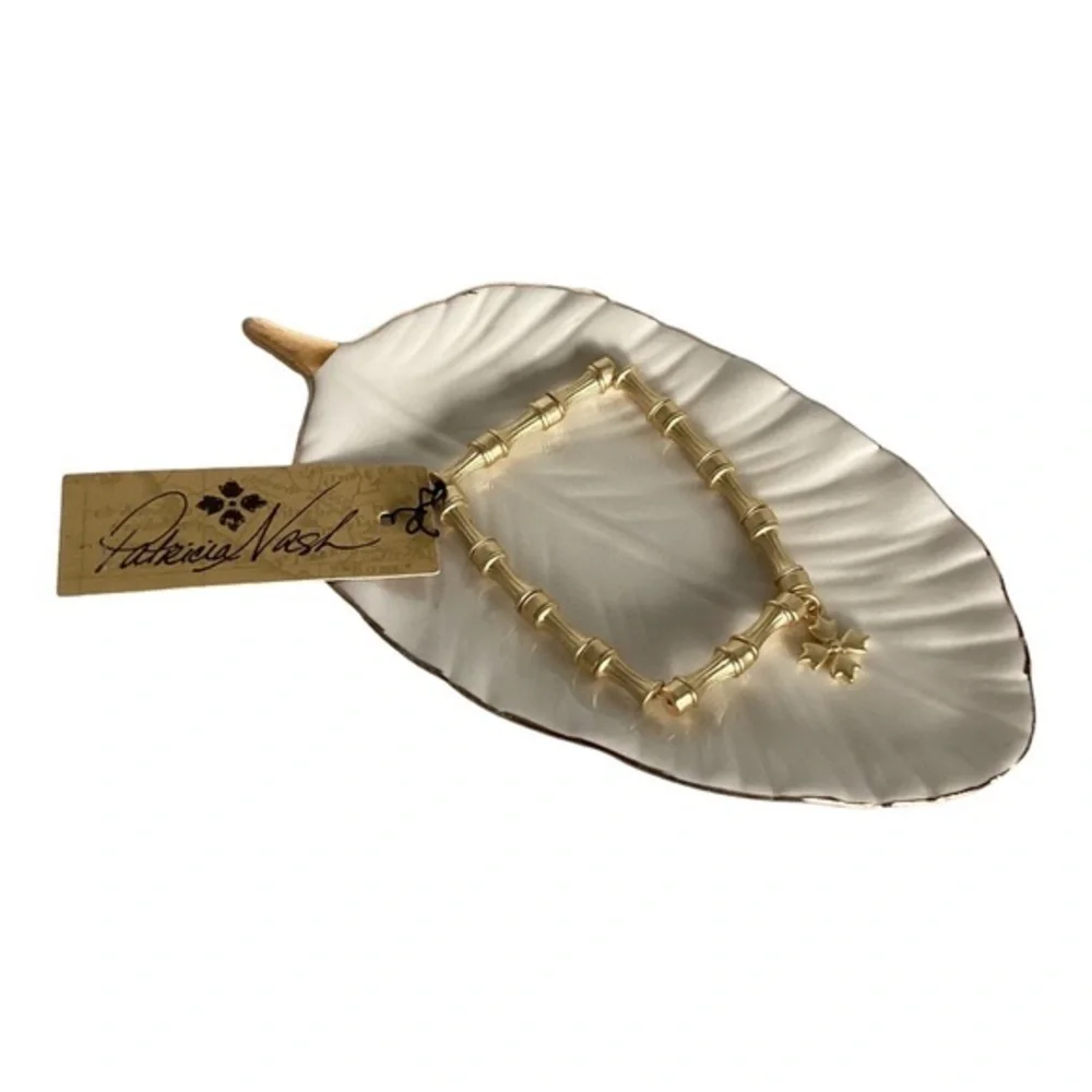 Patricia Nash Egyptian Gold Tone Bamboo Link Stretch Bracelet - Picture 6 of 10